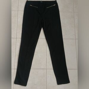 Black Fitting Women's Pants With Gold Zippers